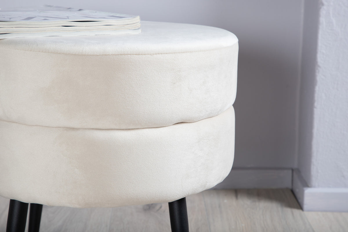 Pot puff/fotpall, ljusbeige