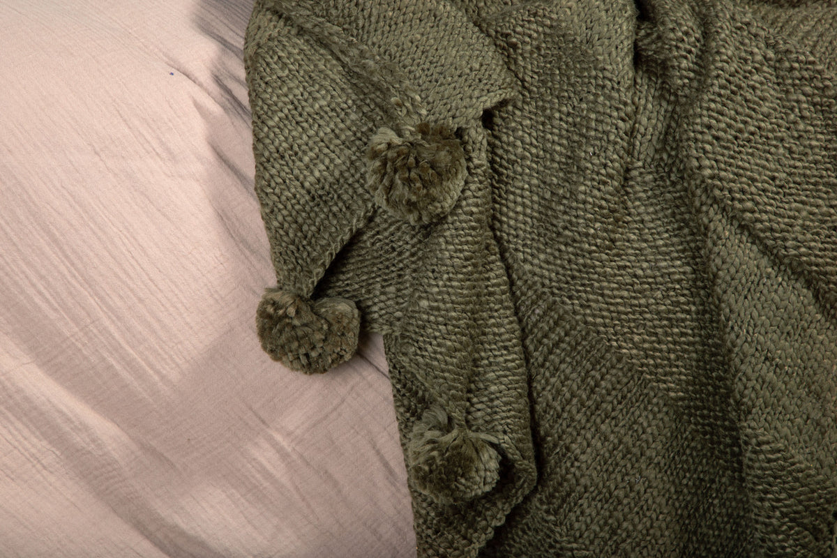 Anny pläd 170 x 130 cm, mossgrön