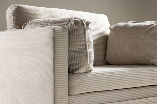 Boom fåtölj, ljusbeige manchester/metallben