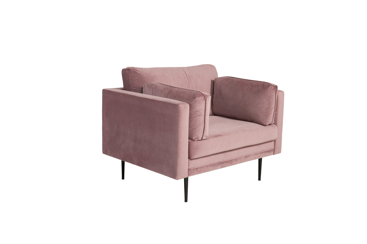 Boom fåtölj, rosa/svarta ben