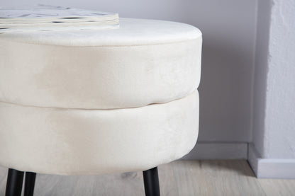 Pot puff/fotpall, ljusbeige