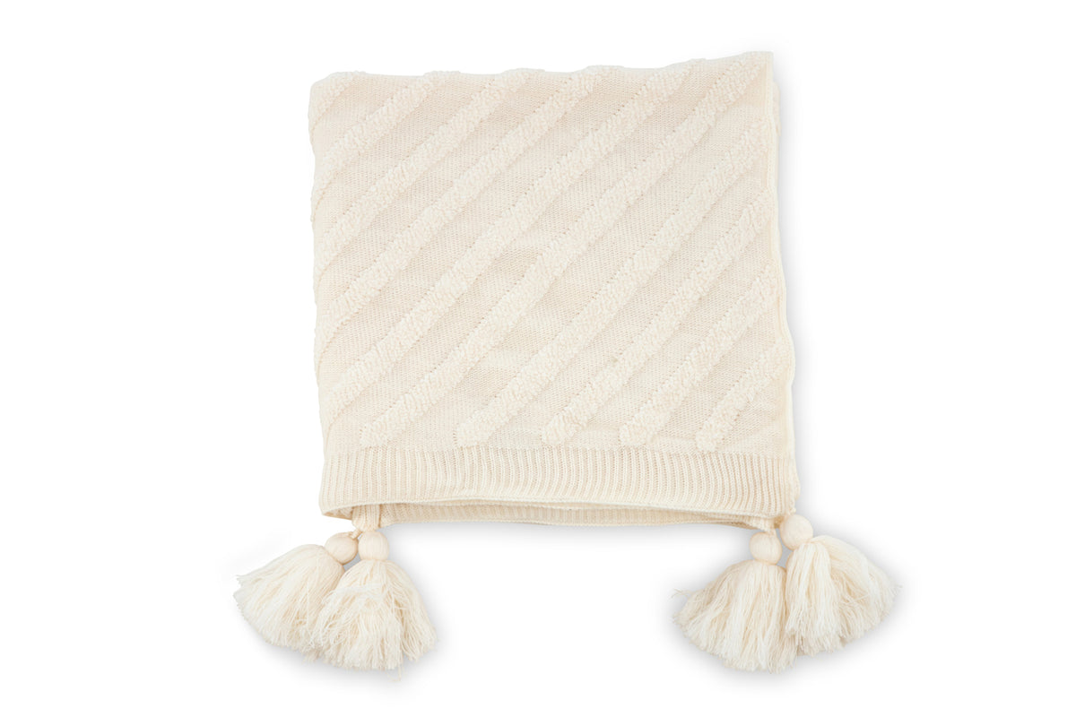 Katlyn pläd med tofsar 170 x 130 cm, off-white