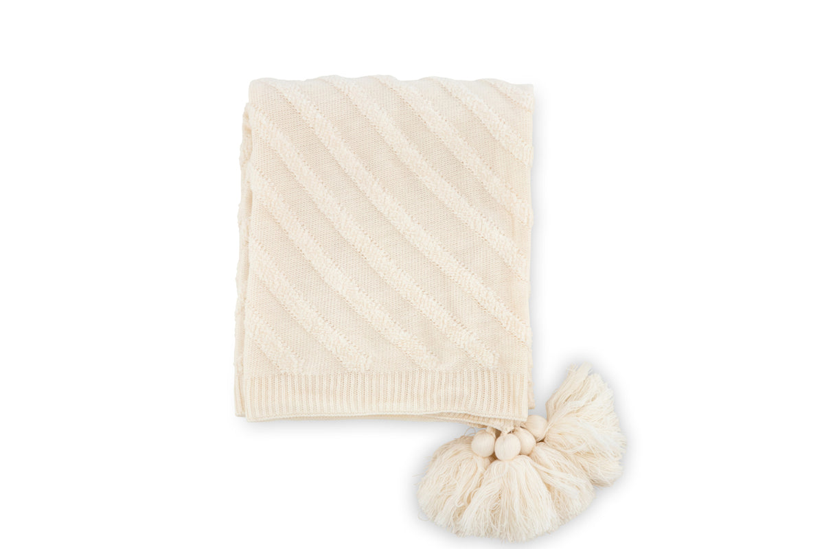 Katlyn pläd med tofsar 170 x 130 cm, off-white