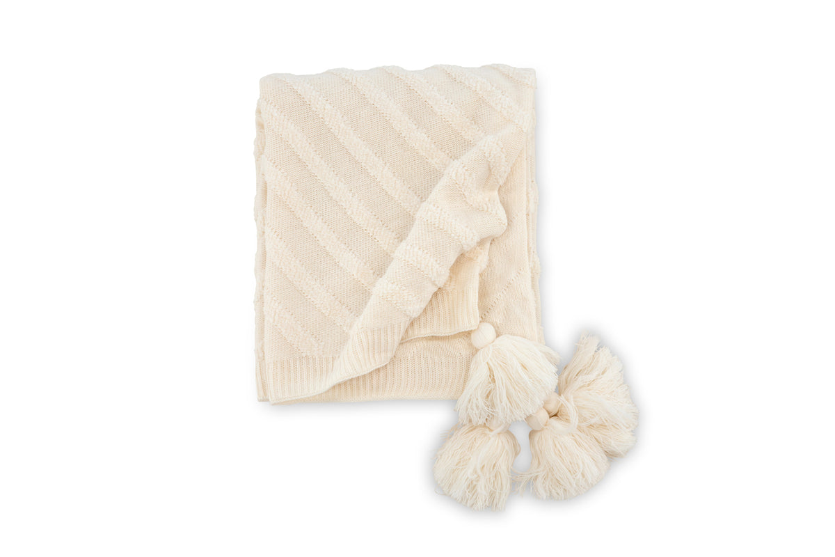 Katlyn pläd med tofsar 170 x 130 cm, off-white