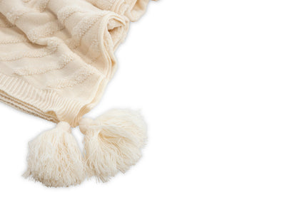 Katlyn pläd med tofsar 170 x 130 cm, off-white