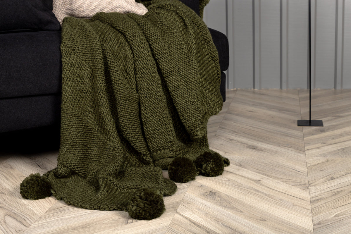 Anny pläd 170 x 130 cm, mossgrön