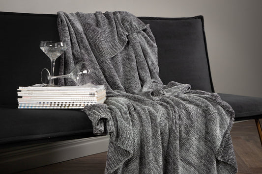 Ally pläd 170 x 130 cm, mörkgrå