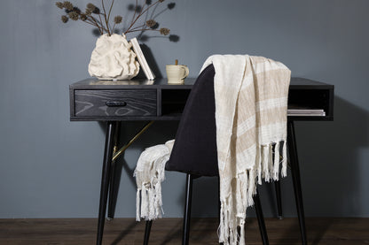 Sandy pläd 170 x 130 cm, beige/vit