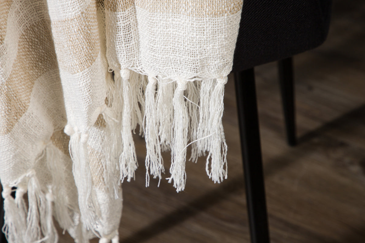 Sandy pläd 170 x 130 cm, beige/vit