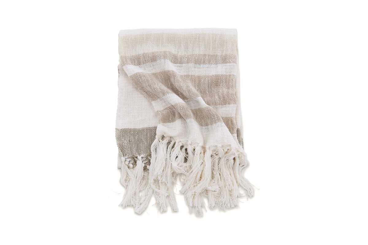 Sandy pläd 170 x 130 cm, beige/vit