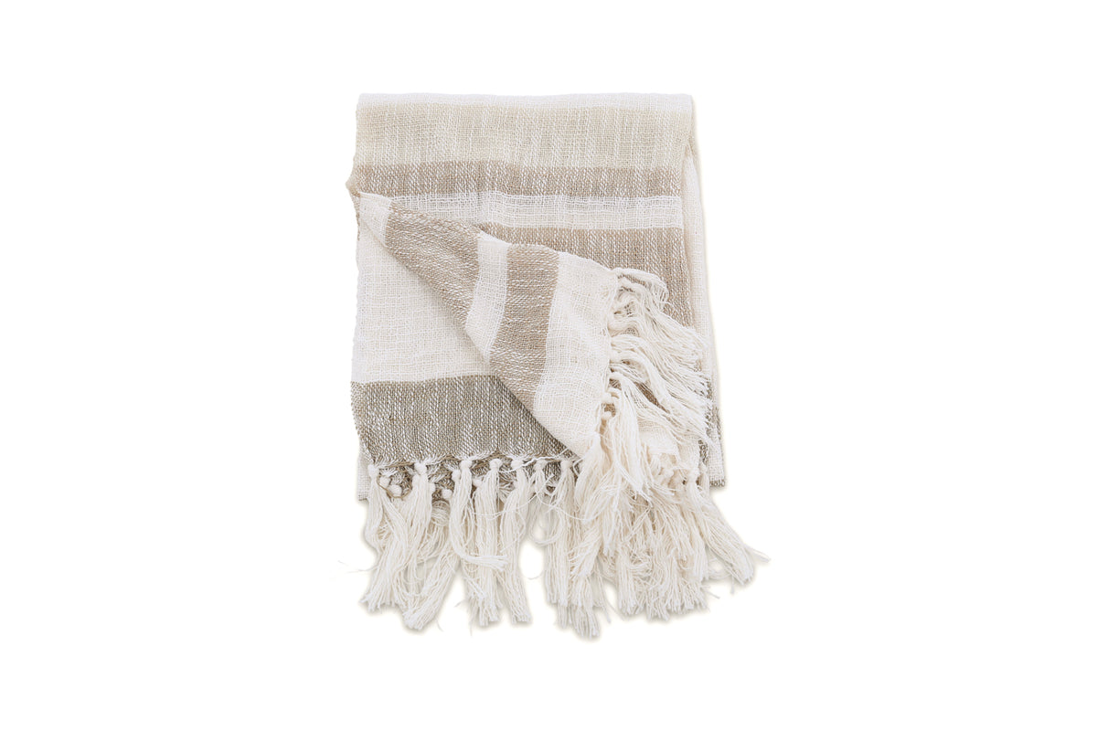 Sandy pläd 170 x 130 cm, beige/vit