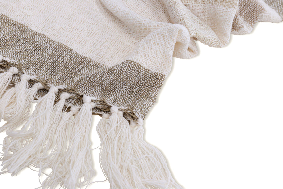 Sandy pläd 170 x 130 cm, beige/vit