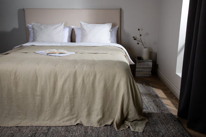 Milo överkast i linne 260 x 260 cm, beige