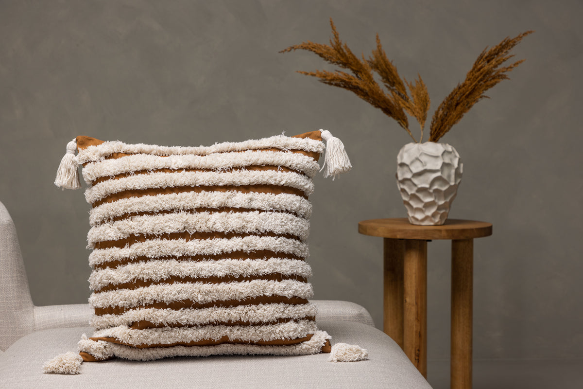 Elina kuddfodral 45 x 45 cm, brun/vit