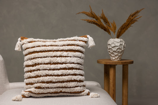 Elina kuddfodral 45 x 45 cm, brun/vit