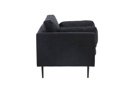 Boom fåtölj, svart polyester- & linnetyg
