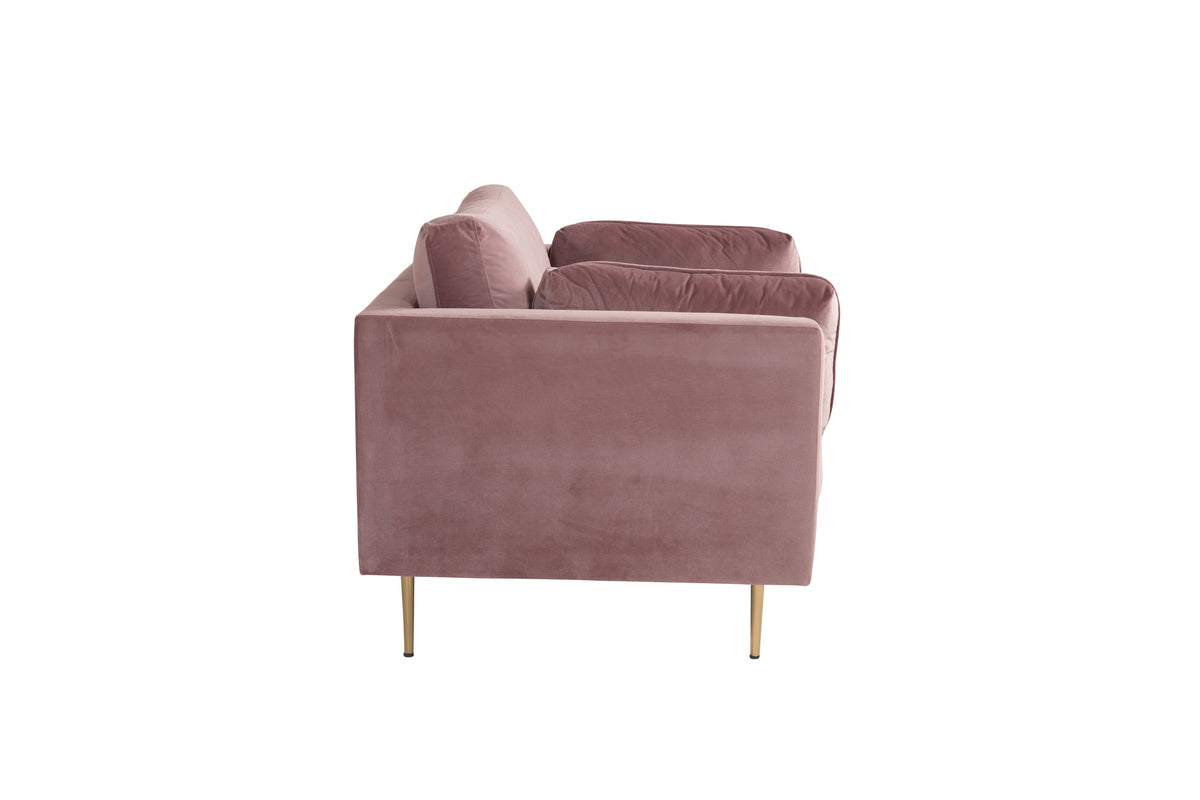Boom fåtölj, rosa/metallfärgade ben