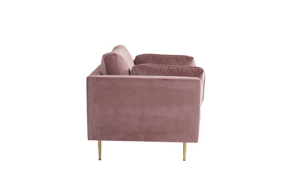 Boom fåtölj, rosa/metallfärgade ben