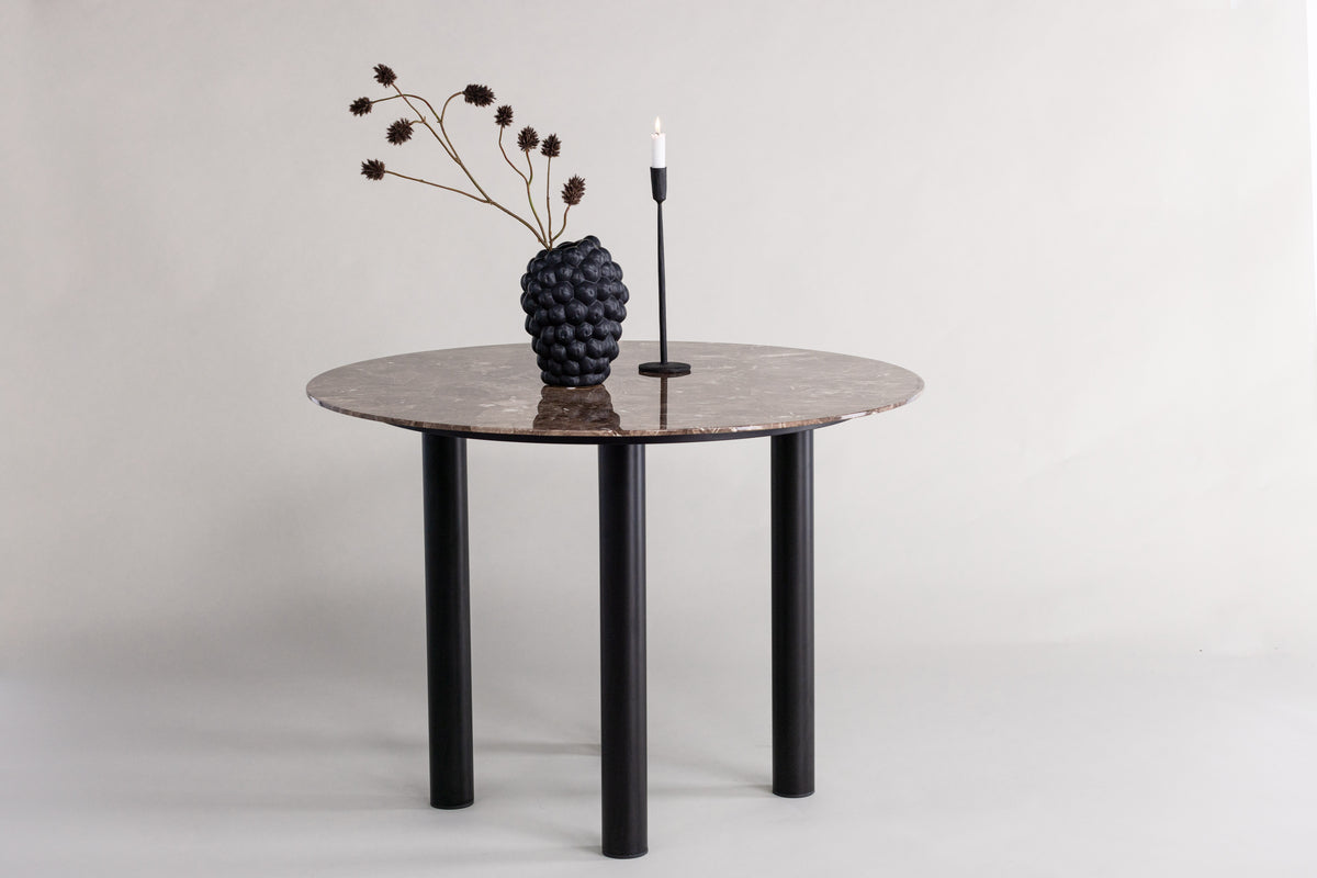 Havsten matbord med glasskiva ⌀106, svart