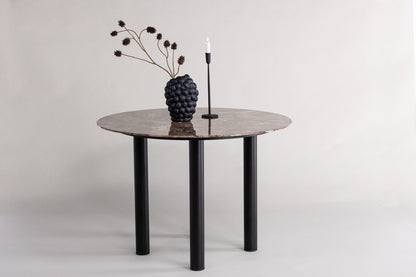 Havsten matbord med glasskiva ⌀106, svart