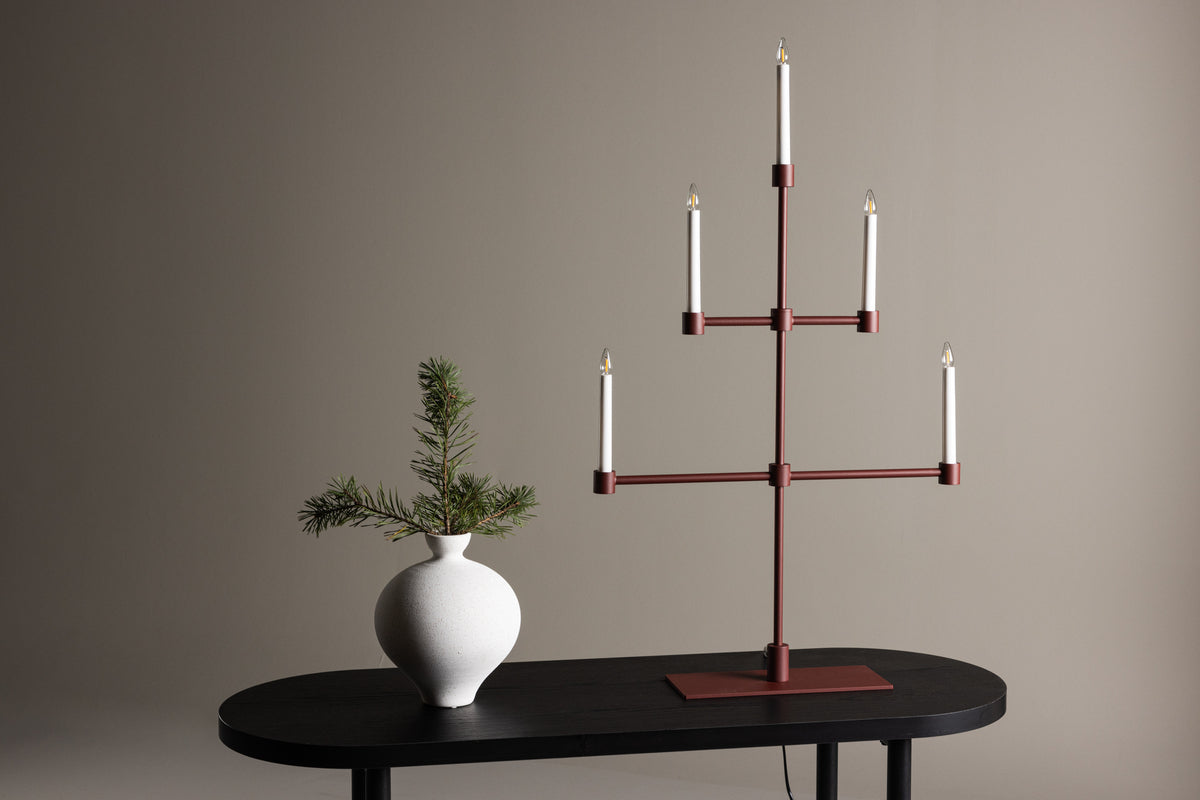 Avoriaz adventsljusstake, vinröd