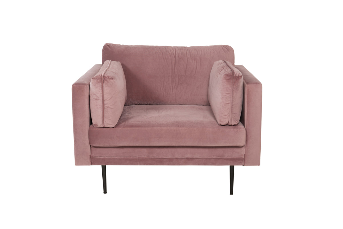 Boom fåtölj, rosa/svarta ben